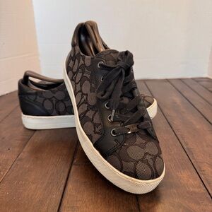 COACH Paddy Monogram Signature C Sneakers Women Size 8.5 Black/Grey No Insoles
